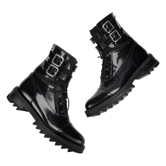 Tamara Mellon Military Abrasivato Combat Boots in Black 37 7 - Picture 2 of 15